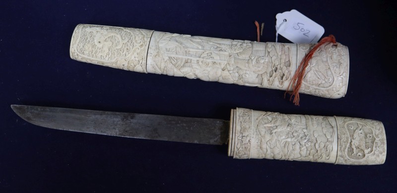 A Chinese Meiji period bone tanto